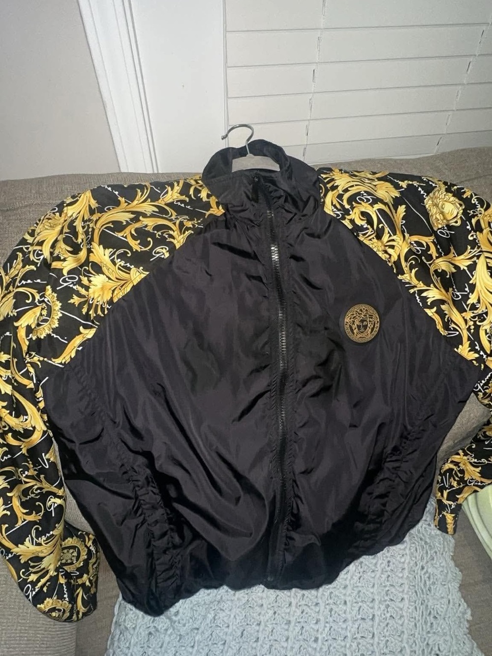 Versace Black Jacket with Gold Medallion Detail